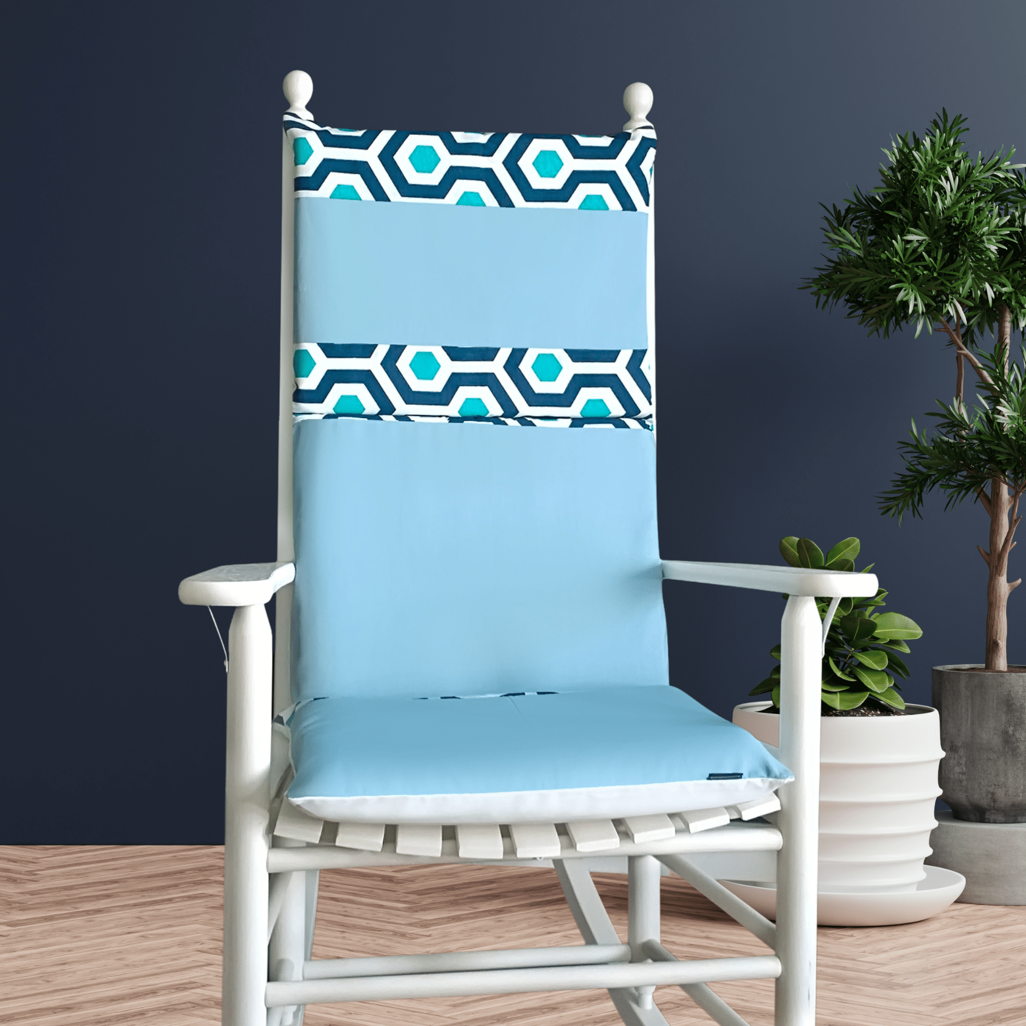 Rockin Cushions Rocking Chair Cushion Blue Hexagon Rocking Chair Cushion
